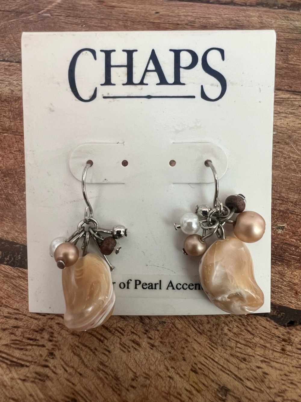 NWT 1990s Chaps Ralph Lauren Mother of Pearl Cluster Drop Earrings Boho Beach